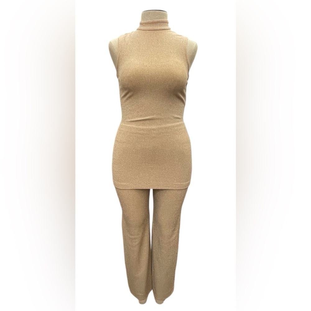 Vintage Huey Waltzer Gold Sleeveless Dress